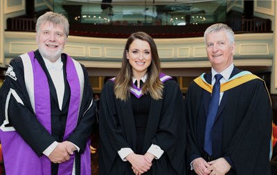 2019 Alumnus of the Year, Anne Lundon with Crichton Lang and Iain Macmillan