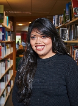 Nurina Sharmin in a library