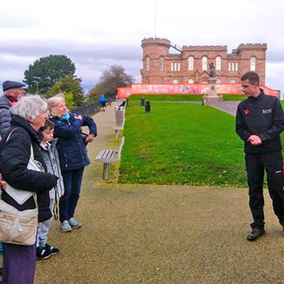 Visitors with guide at Inverness Castle