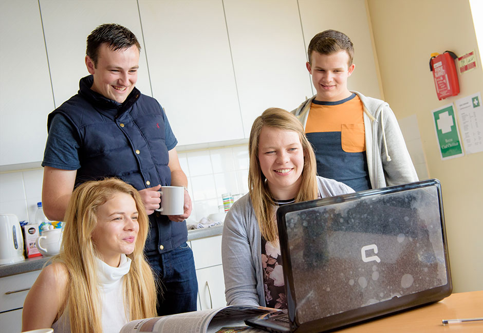 Students in kitchen accommodation