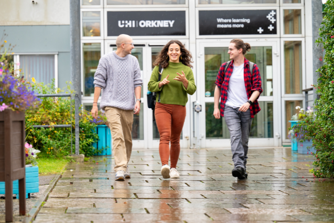 Students walking outside