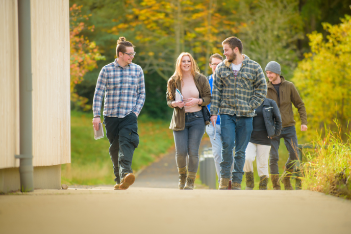 Students walking outside