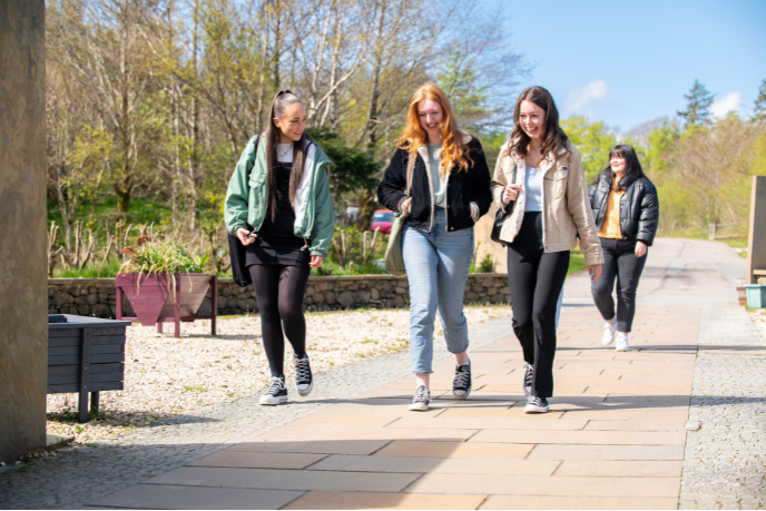 Students walking outside